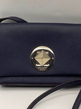 Kate Spade Navy Saffiano Leather Crossbody Bag with turn lock